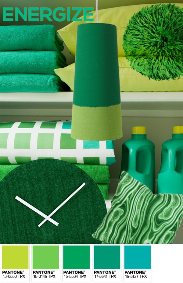 Pantone Emerald Green energize moodboards