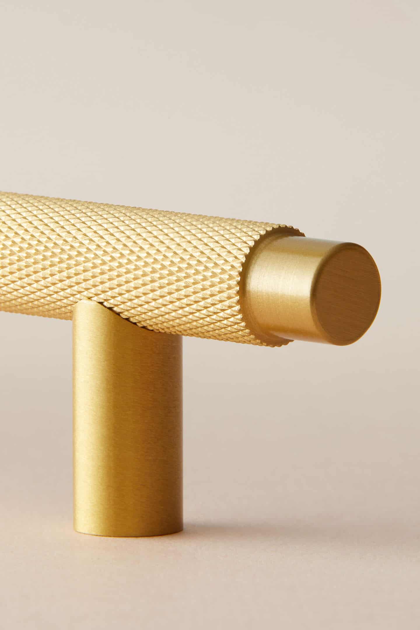 knurled cabinet pull from Plank Hardware in matt brass