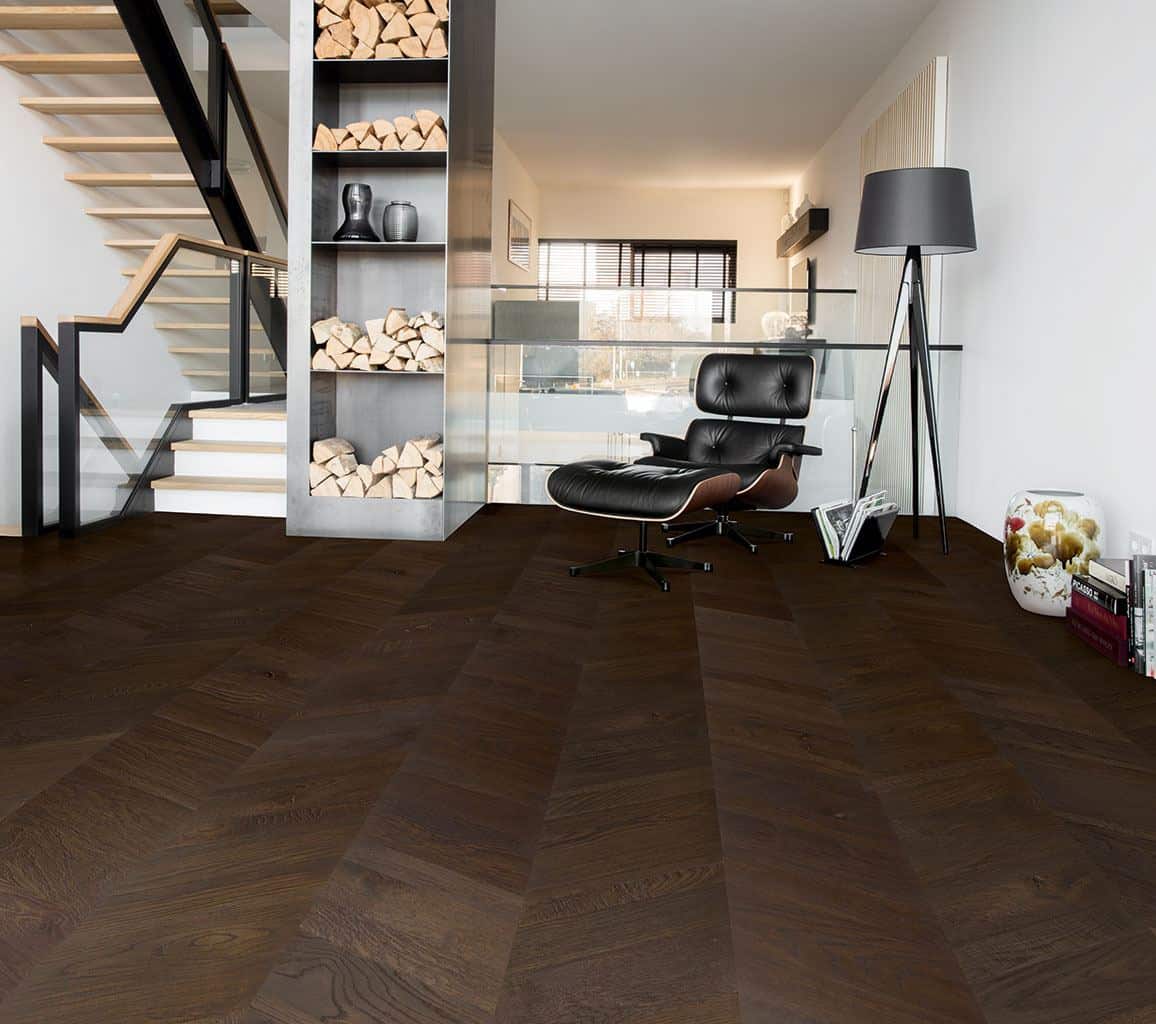 Flooring Trends - Quickstep flooring - dark chevron flooring planks