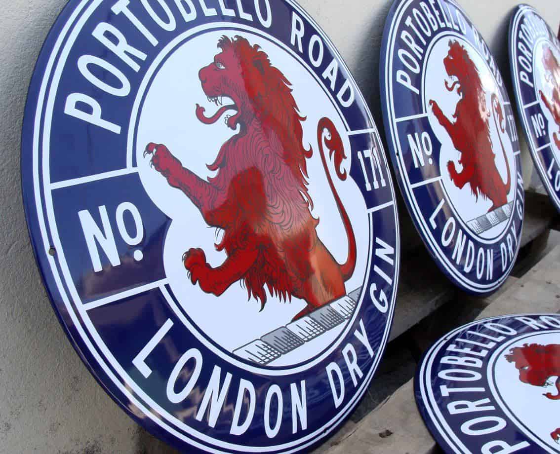 Enamel signs by Ramsign for London Dry Gin