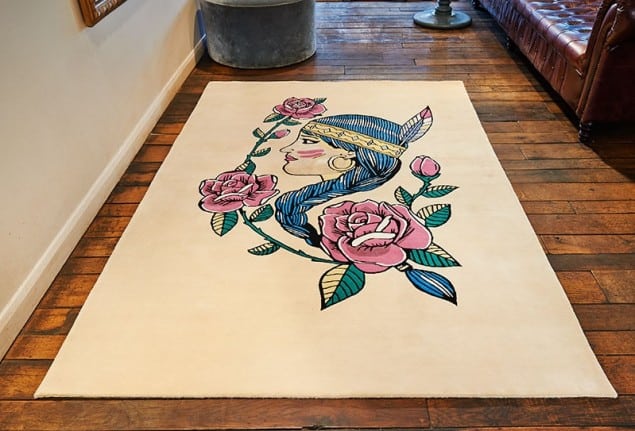 Rob Pybus Headress tattoo rug from Floor Story