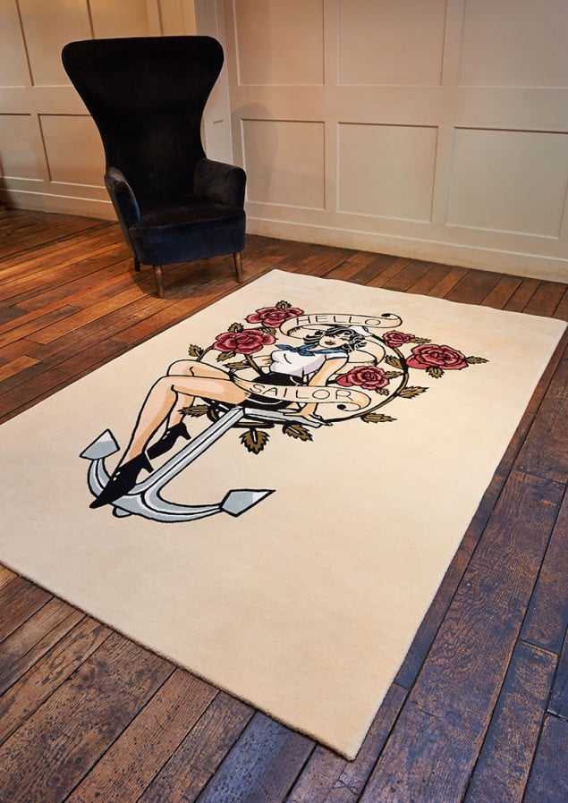 Rob Pybus Hello-Sailor tattoo rug from Floor Story