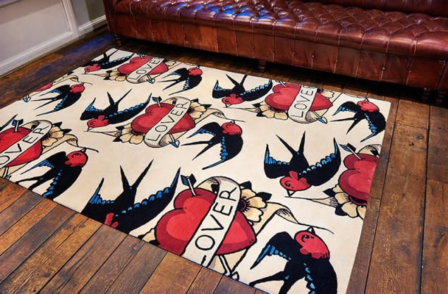 Rob Pybus Lover tattoo rug from Floor Story