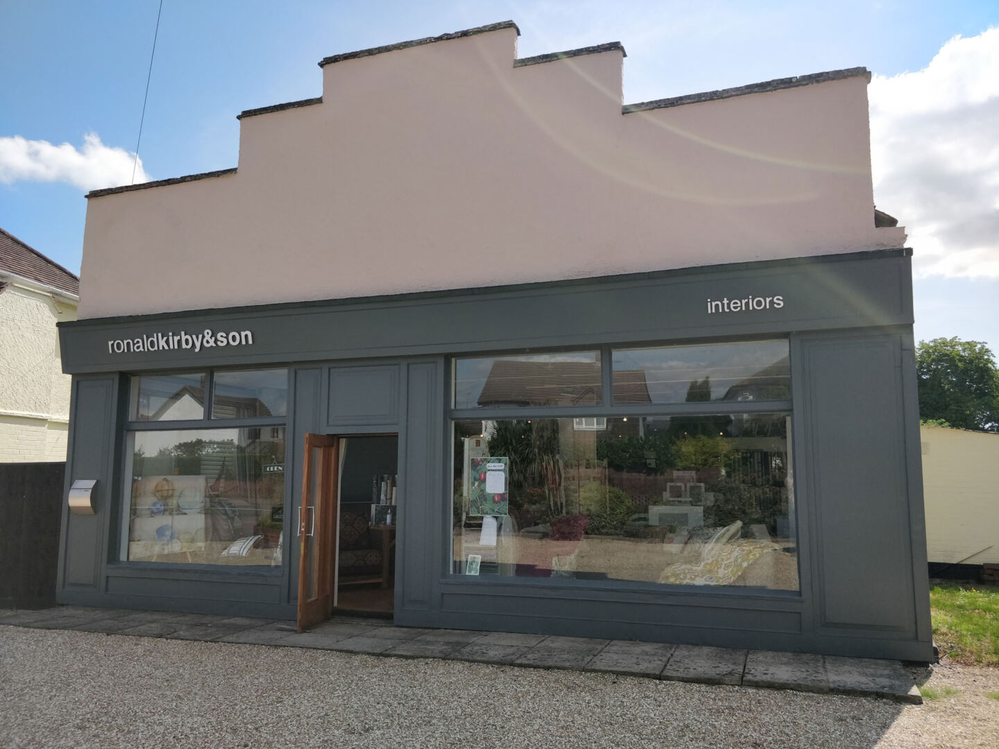 The exterior of the Ronald Kirby & Son interiors showroom in Newton Poppleford, Devon