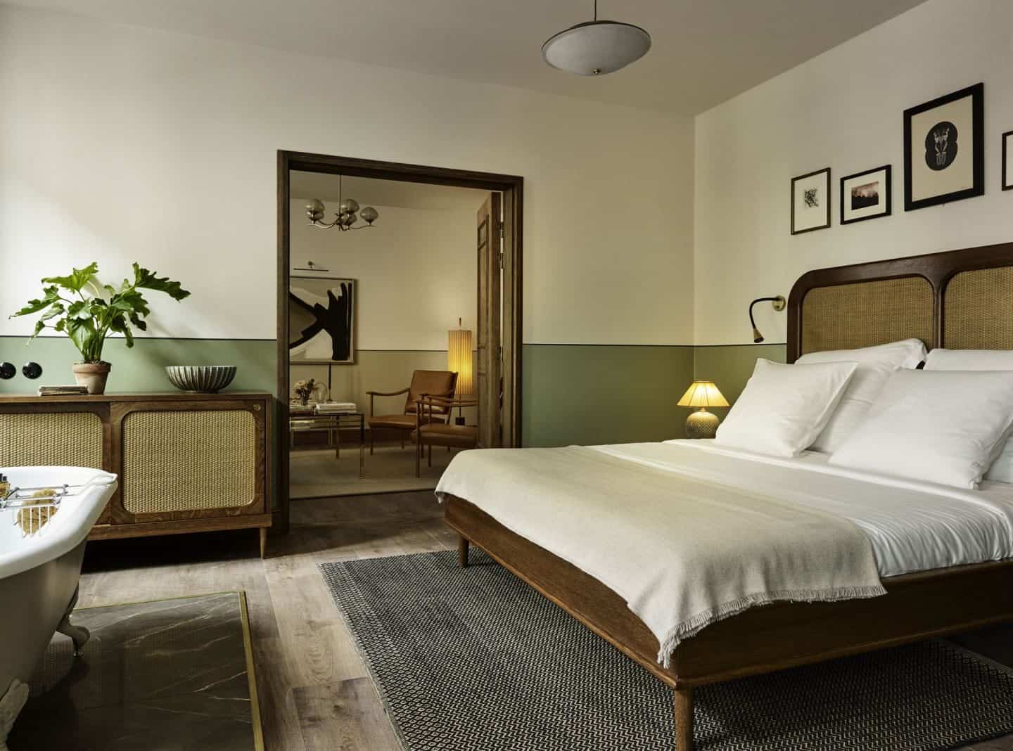 Sander Hotel, a design hotel in copenhagen. The bedrooms have a colonial influence and feature muted earthy colours and natural material