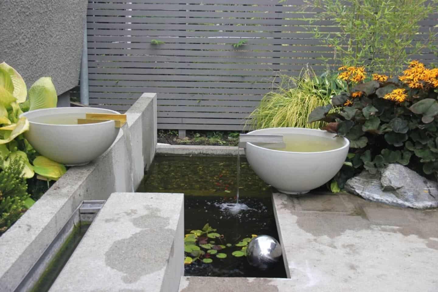 A water feature in a garden