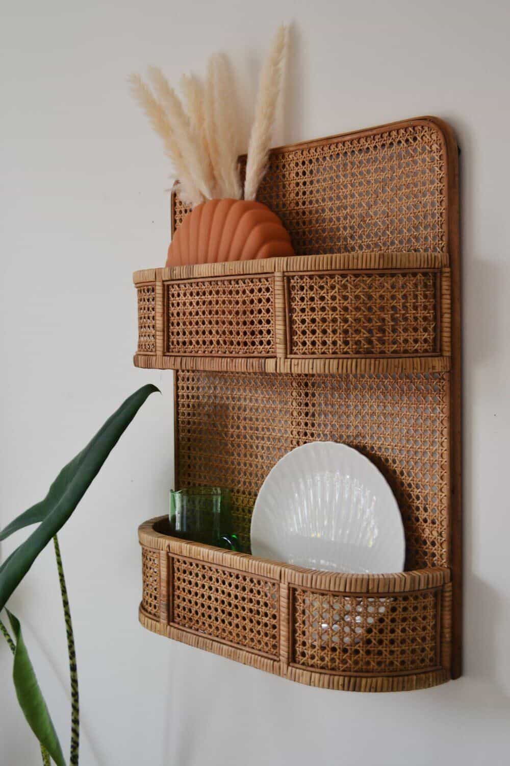 Rattan shelving unit from Spicer & Wood