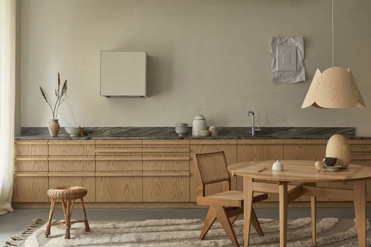 Japandi kitchen in oak and marble from Superfront