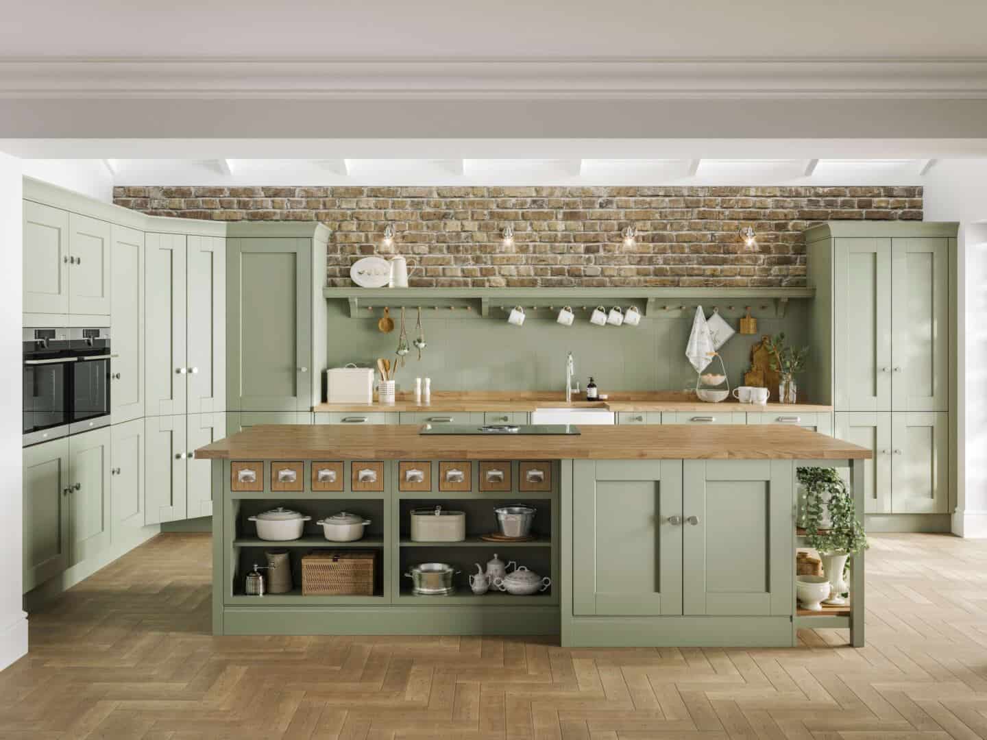 Sage green kitchen from Symphony Kitchens