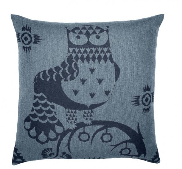 Taika series by Iittala - Owl Cushion Cover Blue Grey