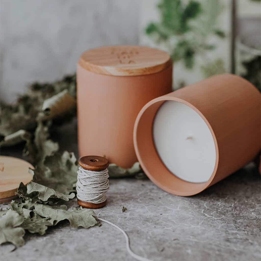 Textured Lives. Using texture in interiors to bring your home to life.  Candles, leaves and twine on a stone surface