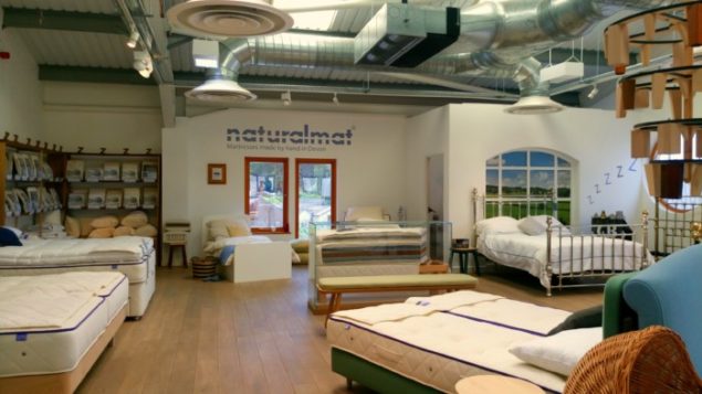 The Naturalmat Showroom in Topsham in Devon showcasing a selection of organic mattresses and bedding and a variety of beds