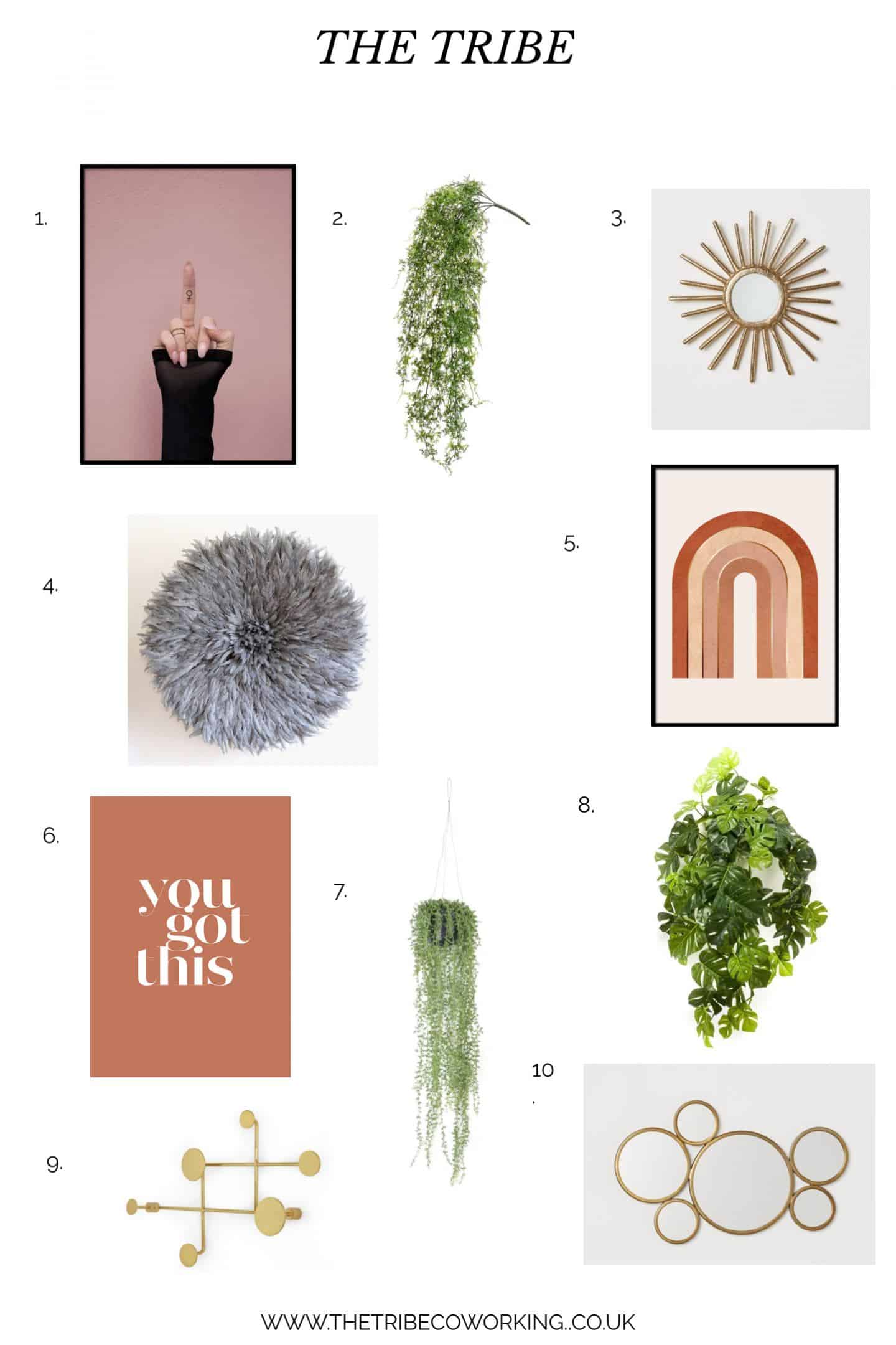 A moodboard for a coworking space for female entrepreneurs