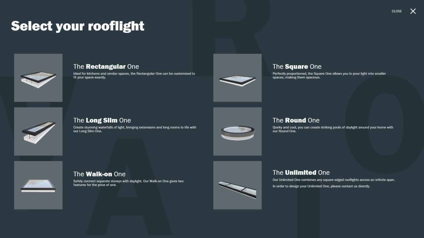 Vario by VELUX Bespoke Flat Roof Windows. This is a screenshot of the online customisation tool