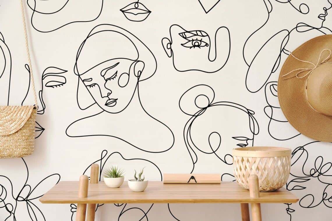 Wall mural from Wallartica featuring abstract faces.