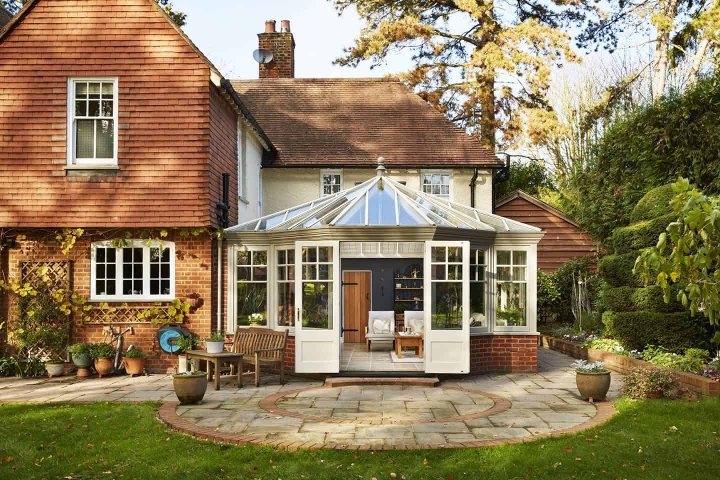 House with a large glazed extension from Westbury Garden Rooms