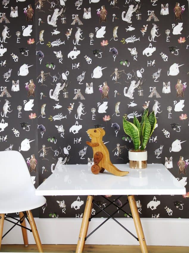 Wild Hearts Wonder A to Z Wallpaper in charcoal