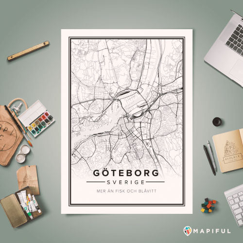 Gothenburg printed poster by Mapiful