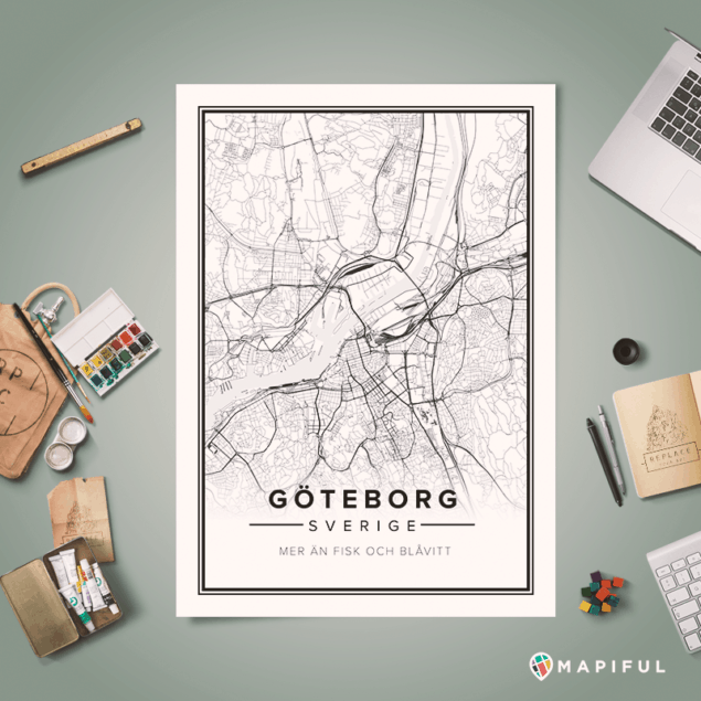 Gothenburg printed map posters by Mapiful